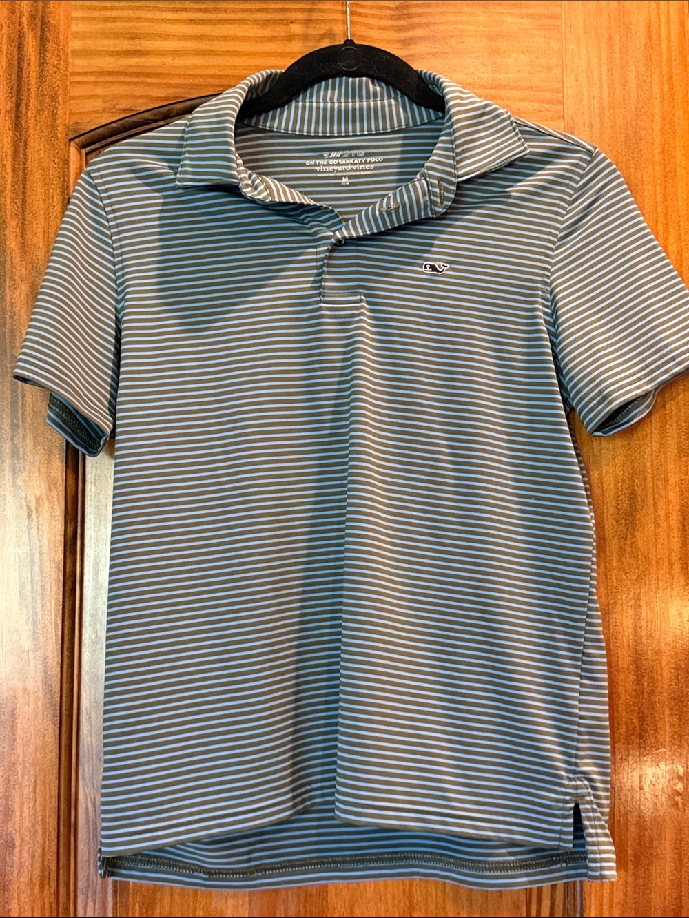 Vineyard Vines Striped Polo in Seafoam and White